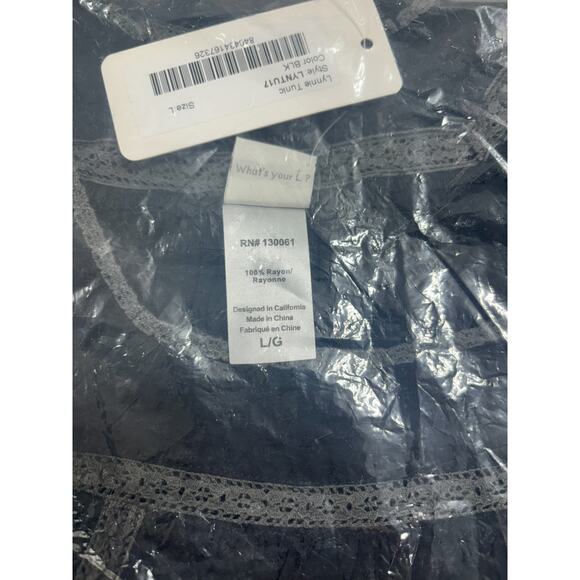 L*Space NWT Lynnie Tunic Bohemian Top with Tassel in Black Size Large‎ MSRP $120 - Picture 3 of 4